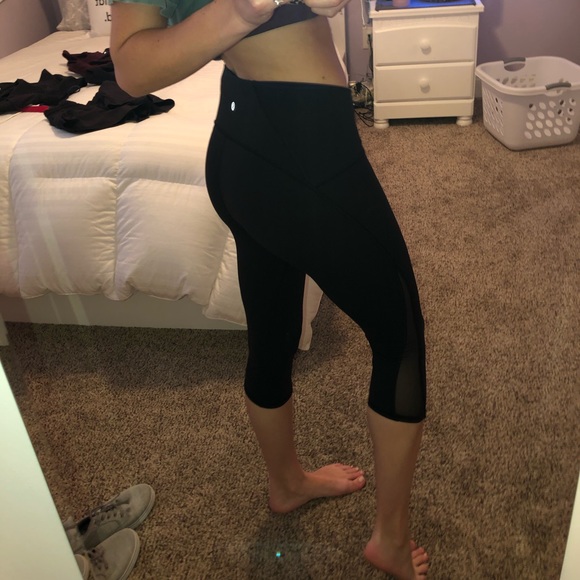 lululemon athletica Pants - Lululemon Capri leggings with sheer on sides